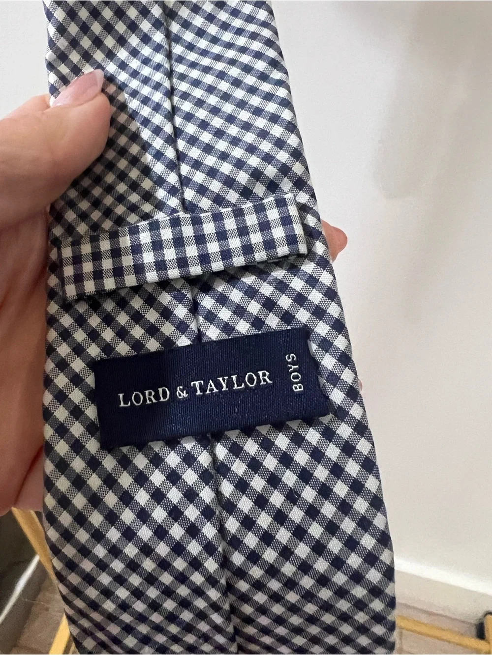Lord & Taylor Black and White Checkered Kids Tie